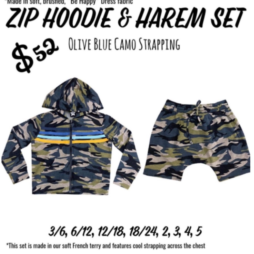 PixieLane Camo Zip Hoodie and Short Set